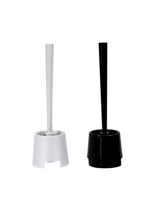 Toilet Bowl Brush Holder Set: Bathroom Deep Cleaning Toilet Cleaner Scrubber Under Rim with Curved Bristle for Dead Corner Clean - Hidden Modern Rv Toilet Decorative Accessories with Caddy - Black - Image 2